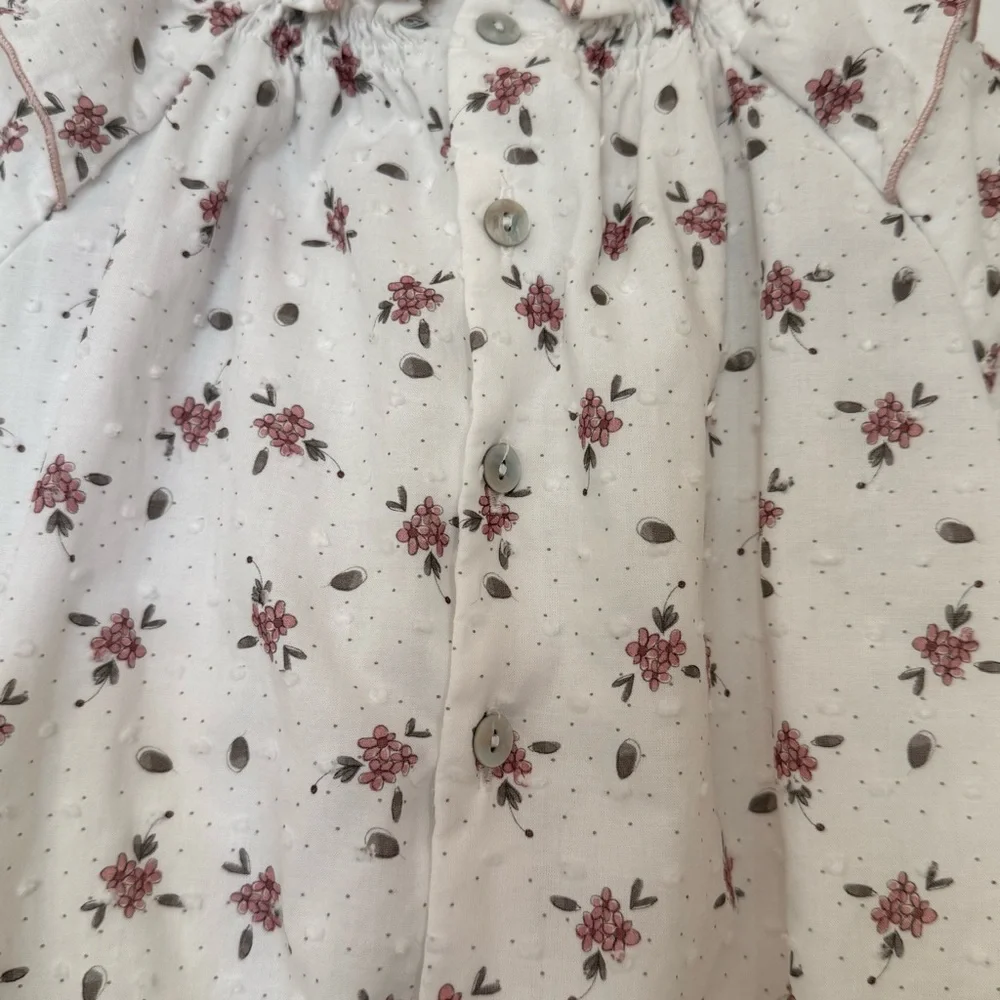 Martin Aranda Baby Girl Floral Bubble 12 Months White Ruffle Collar Romper